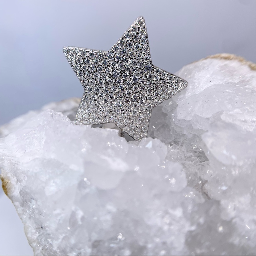 Genuine Moissanite Star Hair Clip Pendant Wedding Special Occasion Hair Piece